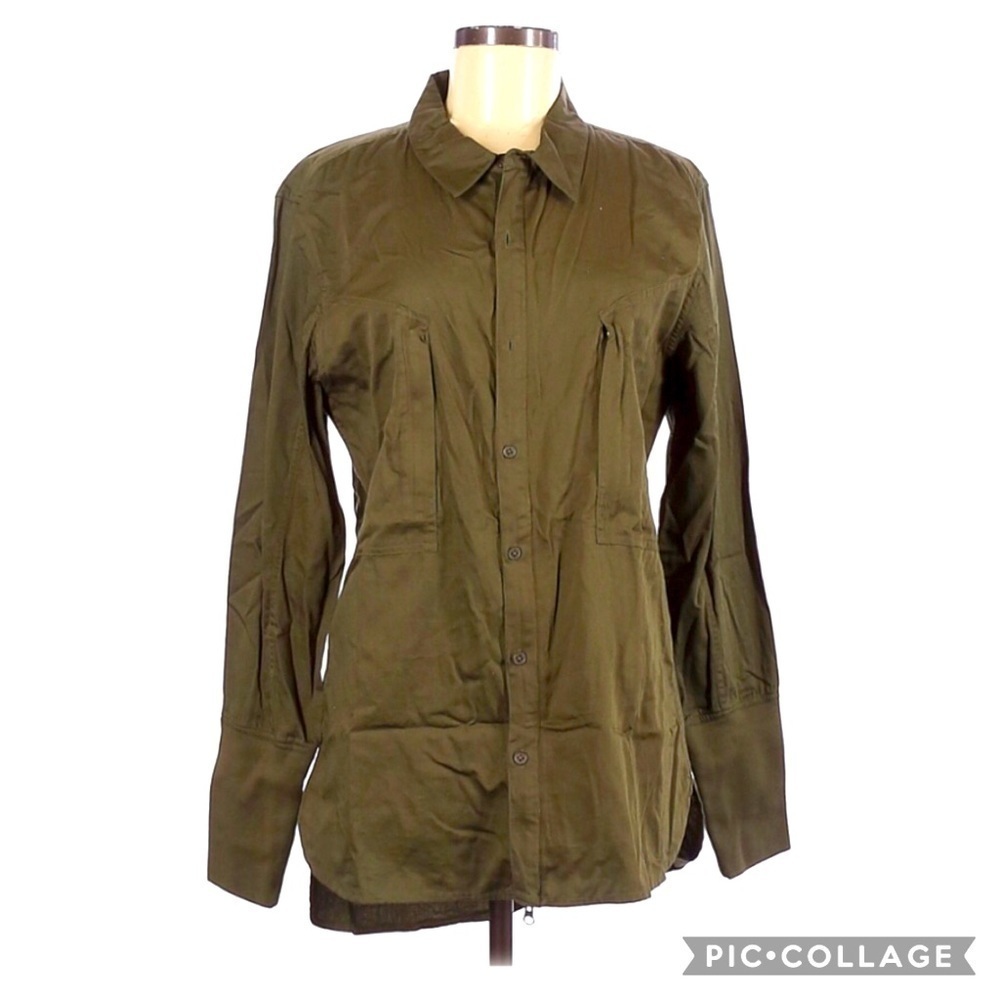 Nicholas K Khaki Green Button Up Blouse